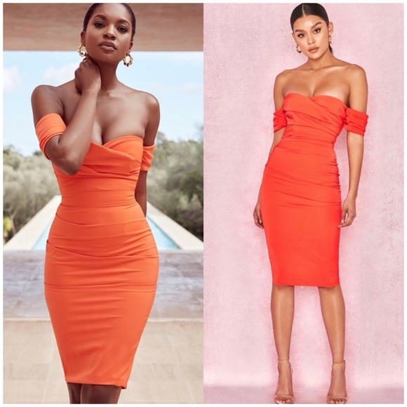 House of CB Dresses & Skirts - HOUSE OF CB Anaelle Off-Shoulder Dress - Orange